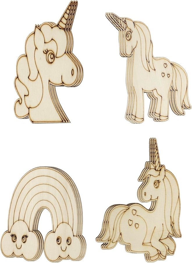Cliths 32 Pcs MDF Wooden Unicorn and Rainbow Cutouts for DIY Crafts Unfinished Shapes to Paint Craft Ornaments for Kids Unicorn Birthday Party Gift Tags Home Decoration Craft Projects - Image 1